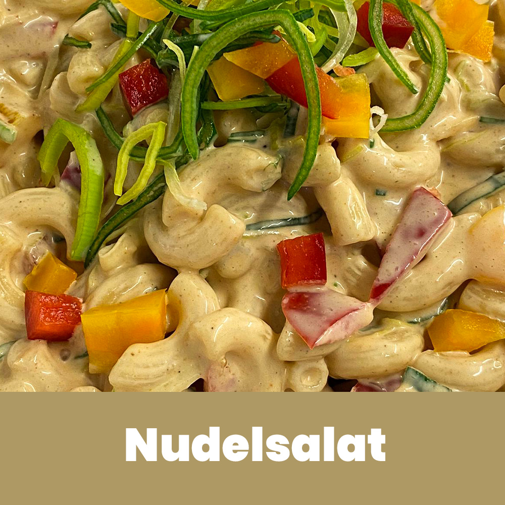 Nudelsalat m. Paprika &amp; Porree | Partyservice &amp; Catering Langner
